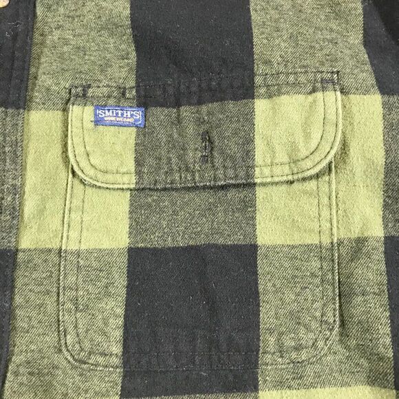 Smith's Work Wear green and‎ black plaid flannel long sleeve shirt 3XB - Picture 3 of 5